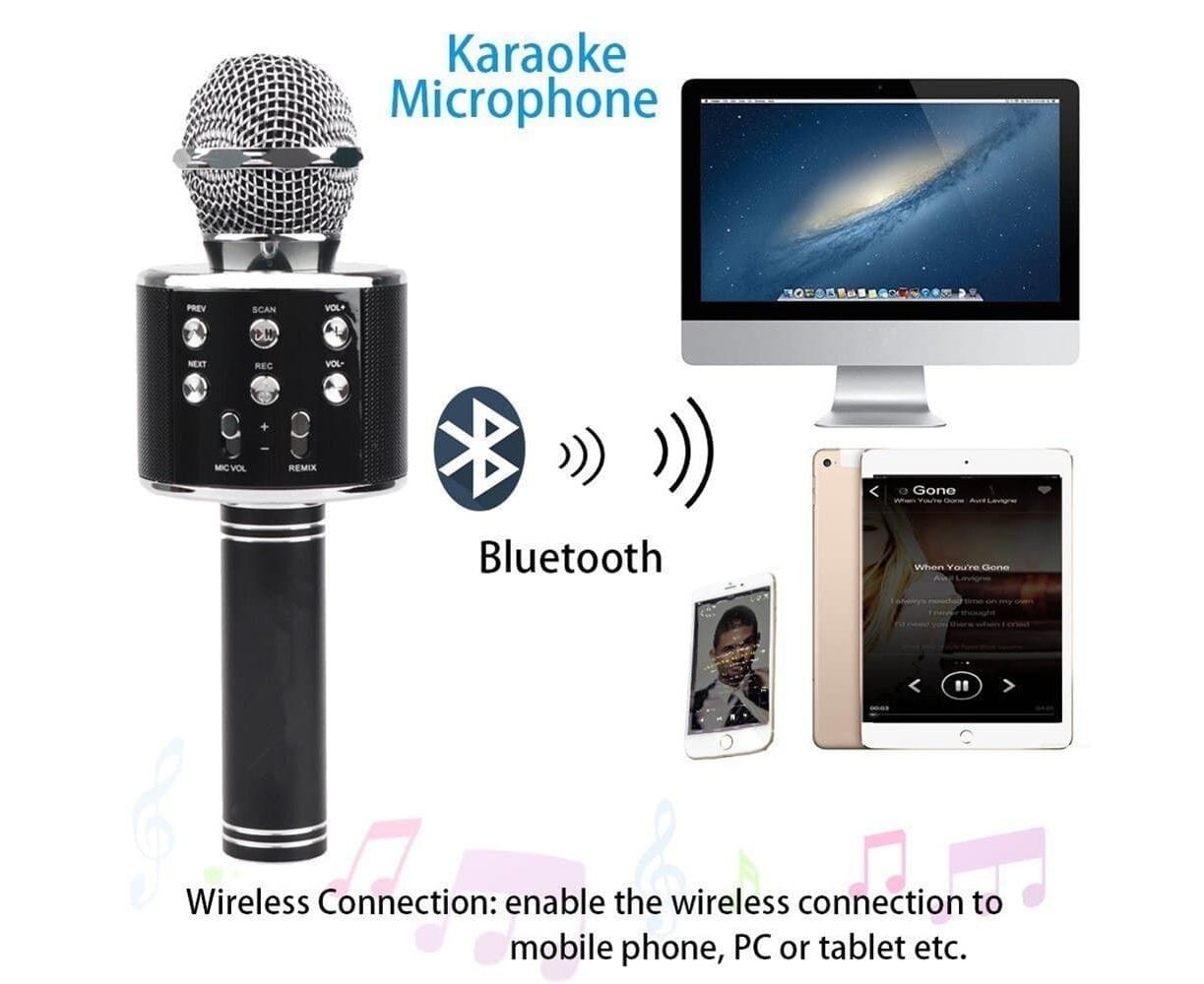 WS-858 Mic & Hifi Speaker,Wireless Bluetooth Karaoke Microphone, Voice Record