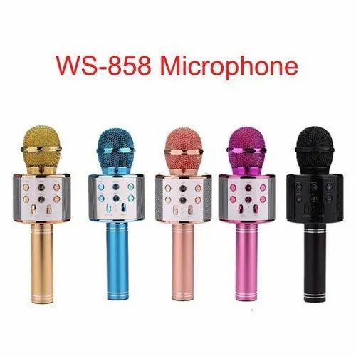 WS-858 Mic & Hifi Speaker,Wireless Bluetooth Karaoke Microphone, Voice Record